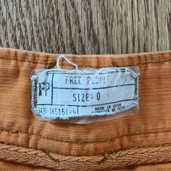 Free People Women's Orange Frayed Edge Shorts 0 - Picture 7 of 9